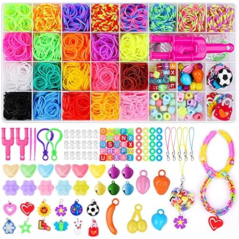 Thrilez Loom Band Kit Colorful Loom Band Friendship Bracelet Making Kit with Letter Beads, Children's DIY Craft Loom Band Refill Twist Bands of 23 Colors with Accessories for Birthday Party Gift Cover