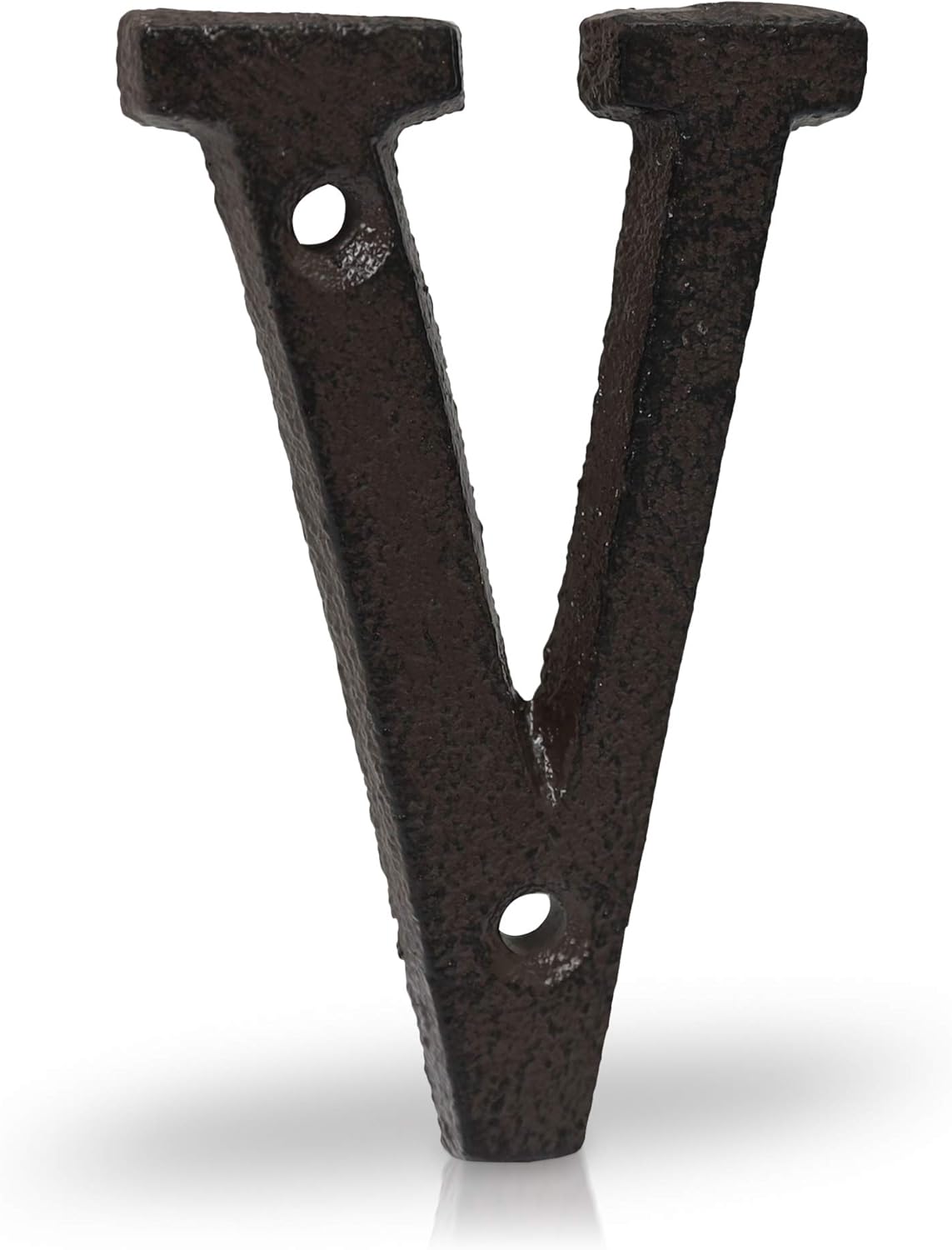 Basic Fundamentals 3-Inch Cast Iron Letters for Wall and Mailbox - Letter V - Industrial Design Mailbox Letters for Address Sign and House Decor - Black Brown