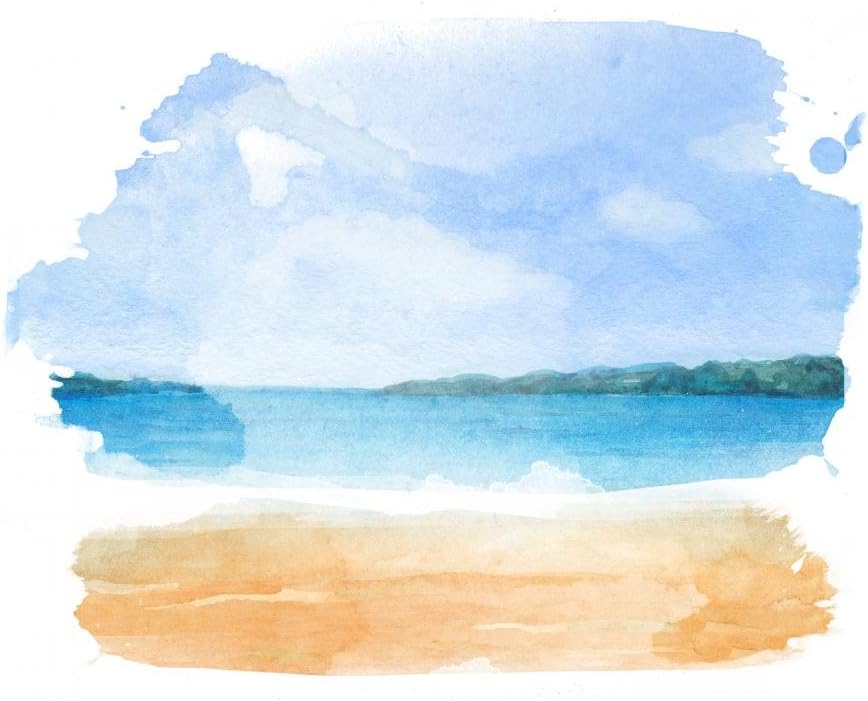 Wallmonkeys Watercolor Tropical Beach Wall Decal Peel and Stick Graphic (36 in W x 32 in H) WM363433