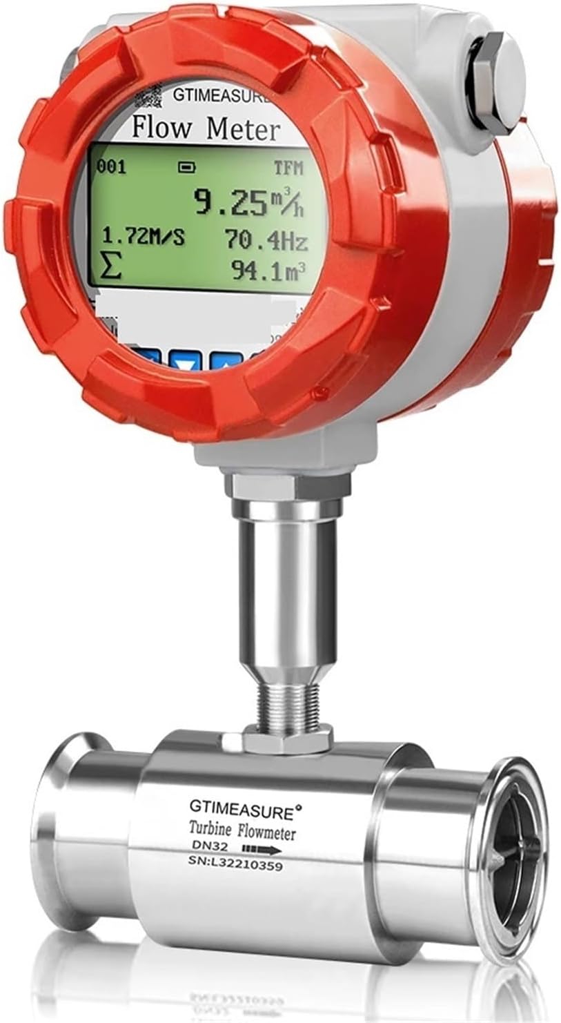 Digital Turbine Flow Meter 1 2 Inch RS485 Pulse Clean Liquid Water Milk Hydraulic Oil Flow Meter Display(DN50)