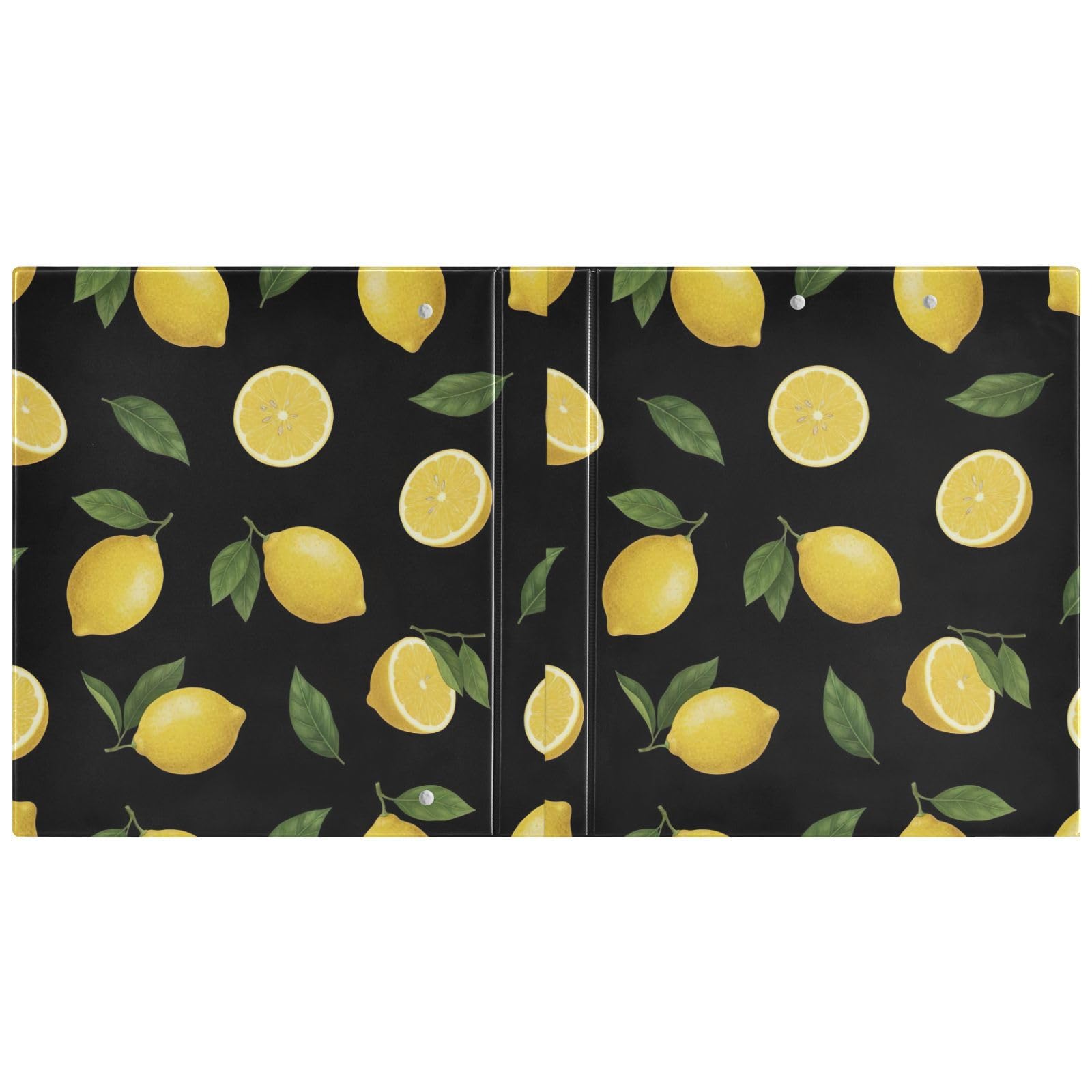 Lemons - Carpeta negra de tres anillos de 1.5 pulgadas, carpeta de anillos en D, paquete de 2 | Con portapapeles y bolsillos, para escuela, universidad, oficina