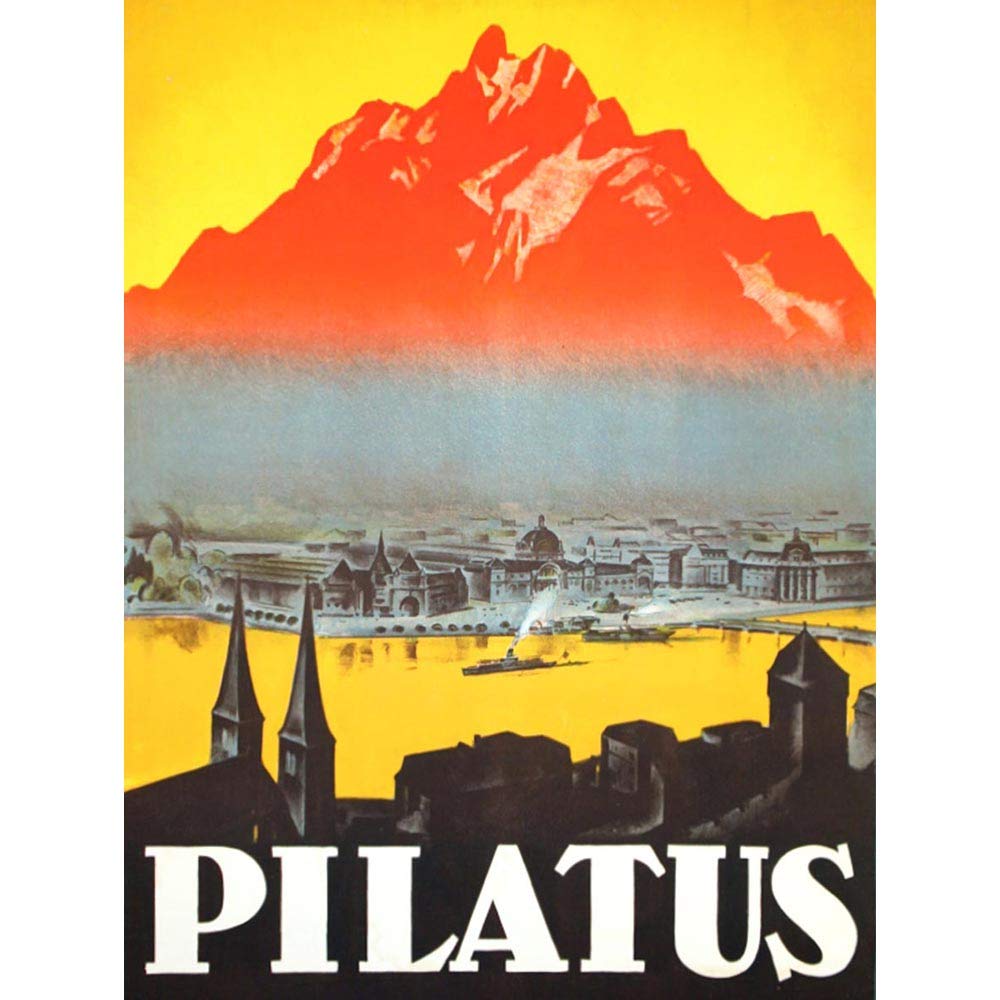 Wee Blue Coo Travel Mount Pilatus Switzerland Art Print Poster Wall Decor 12X16 Inch