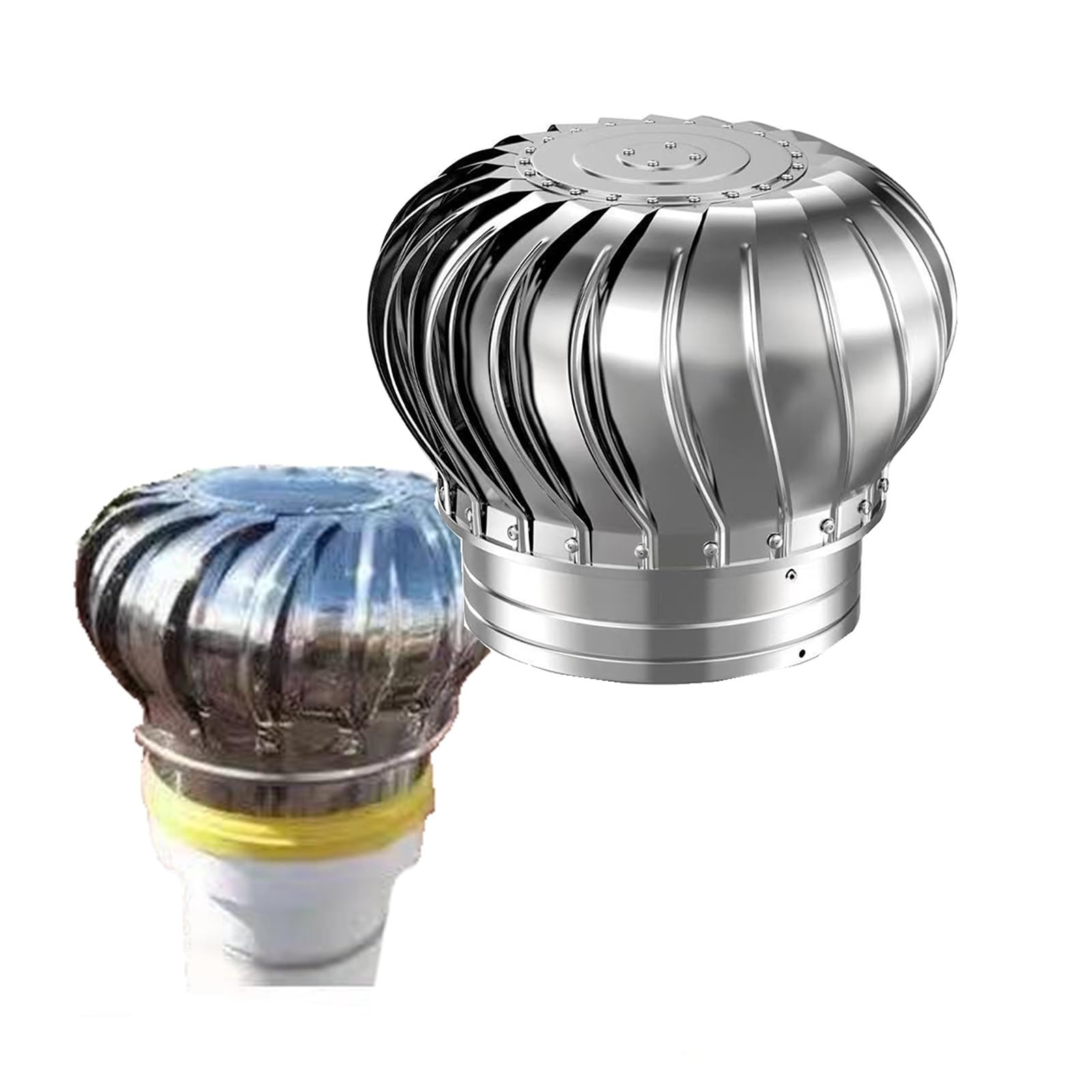 IGNVXMGKP Wind Roof Ventilator for Houses Factory Attic Roof Vent Cap, Rotating Turbine Ventilator, Chimney Spinner Cowl,Non Power Ventilation(110mm/4.3in)