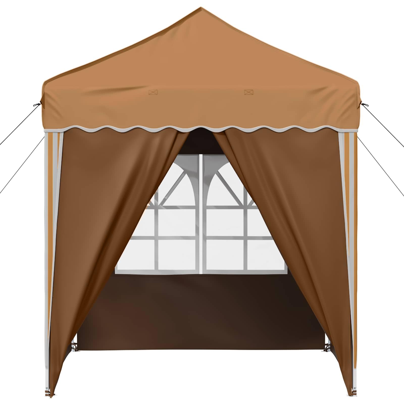 Namiot imprezowy Pop-up z beżowej tkaniny Oxford, 195 x 195 x 245 cm, z 4 ściankami bocznymi, ochrona przed promieniowaniem UV, odporny na warunki atmosferyczne i składany, do ogrodu, na