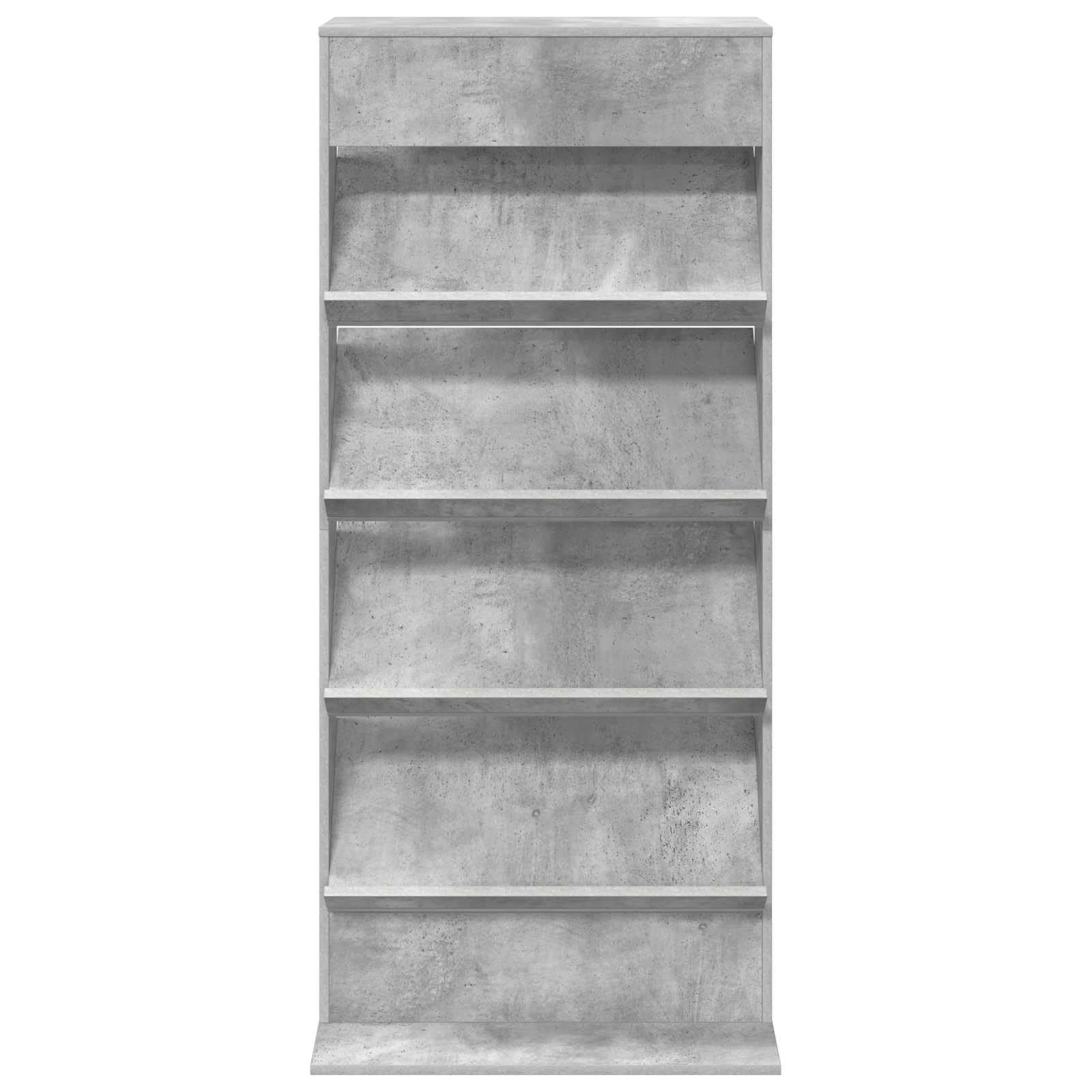 Scaffale portariviste in legno grigio cemento, 70 x 41 x 156 cm, con 4 ripiani autoportanti, per soggiorno, ufficio, camera da letto, spazio per gestione dei cavi