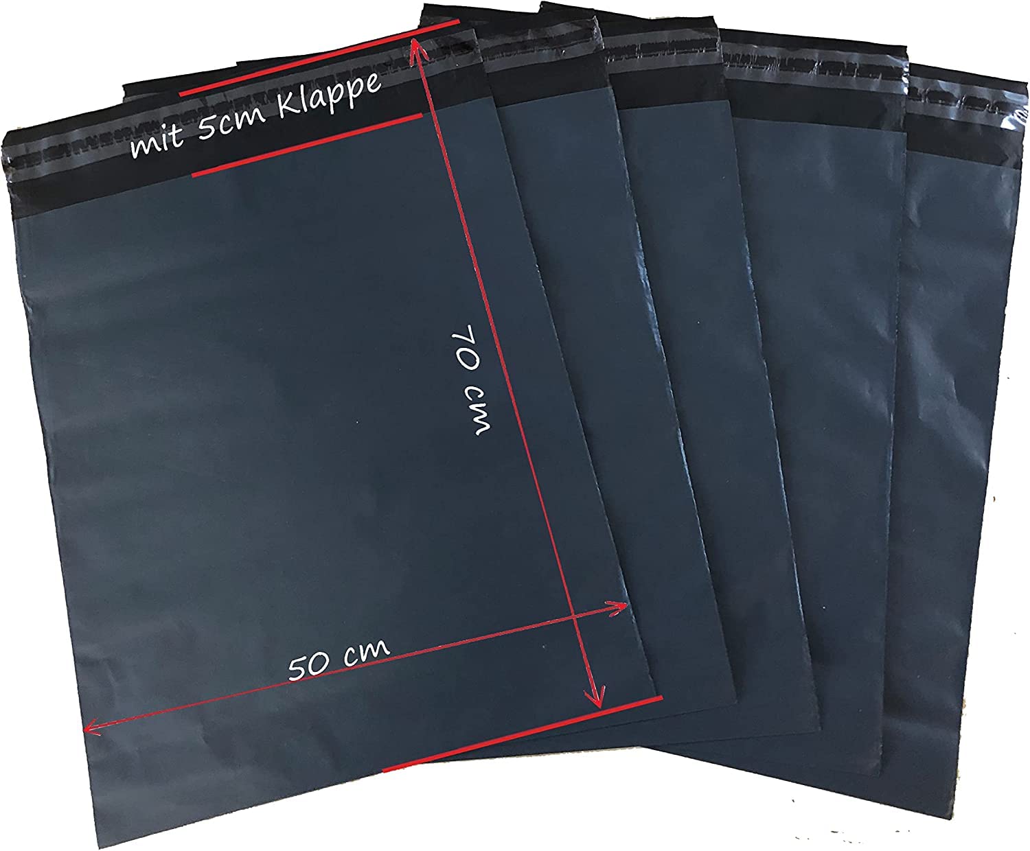 100 sacchetti per spedizione, 50 x 70 cm, colore nero con autoadesivi, extra grandi, extra spessi