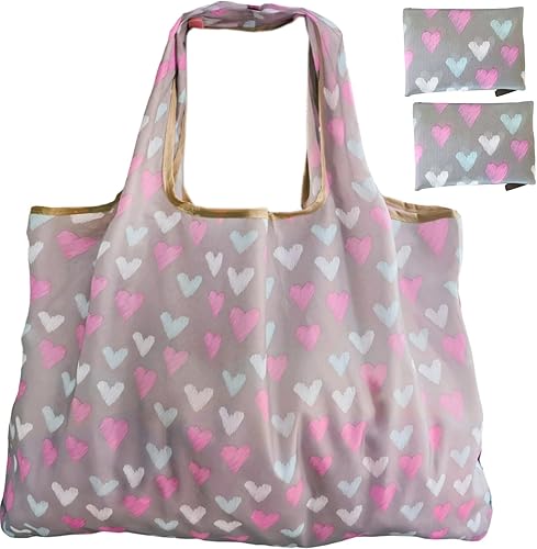 HAPPYHEDI - Bolsas de comestibles plegables y reutilizables, lavables, asas largas, bolsa plegable, resistente a granel