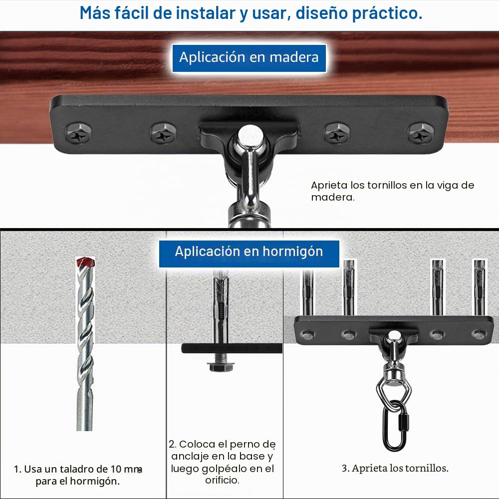 BeneLabel Percha de techo con capacidad de carga de 408 kg, percha de acero inoxidable, soporte de silla colgante de 360° para seda de aire, bolsa de boxeo, anillo de gimnasio