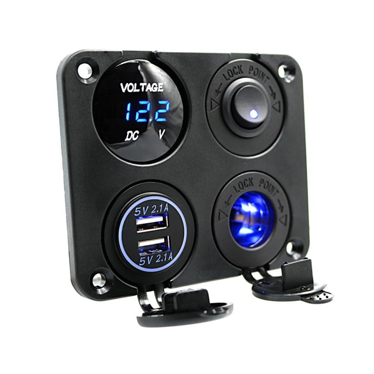 Homoyoyo 4 1 Medidor De Voltaje Medidor De Voltímetro Fácil Instalación Voltímetros Medidor De Voltaje Panel De Enchufe Cargador De RV Cargador De Camper Enchufe del Cargador USB