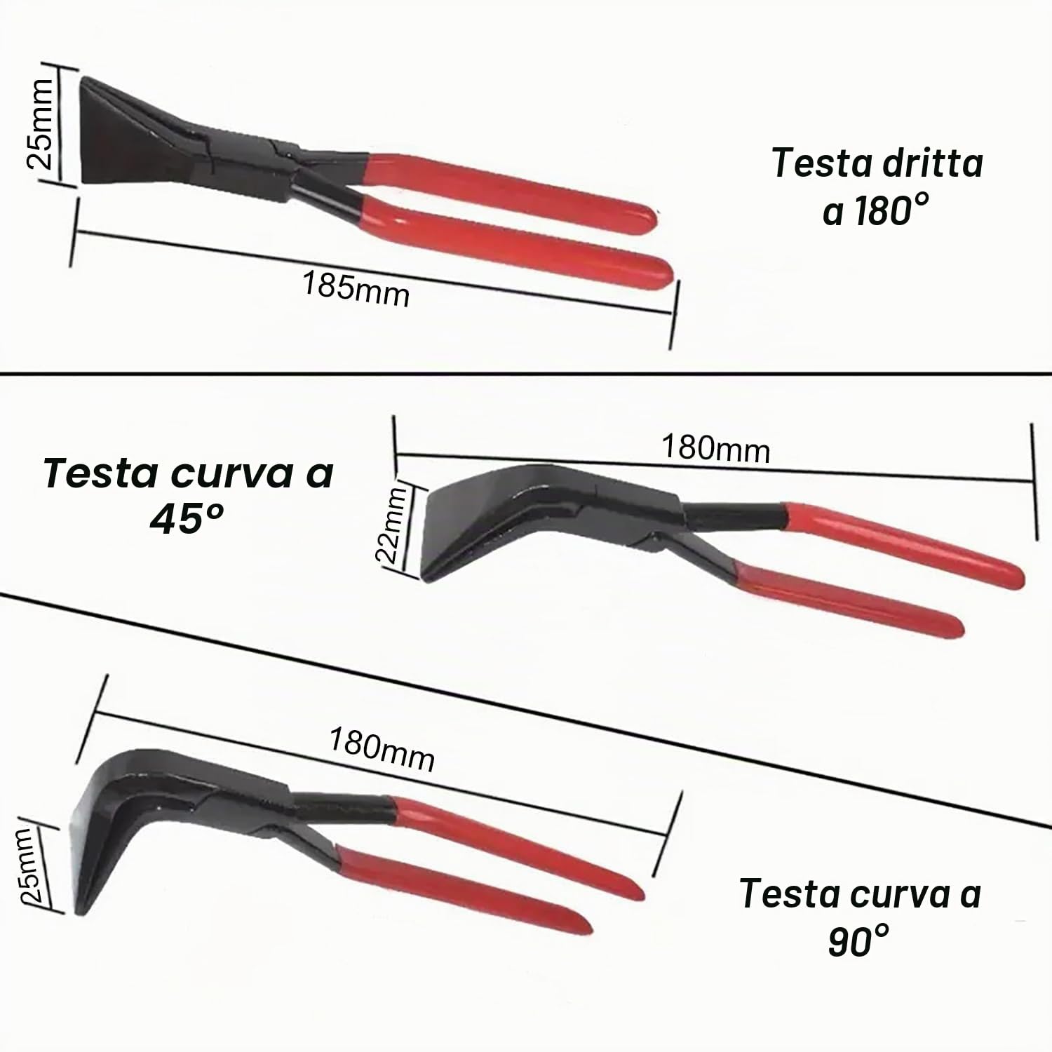 3 Pezzi Set di Piegatrici per Lamiere,Set di Pinza Piegatrice per Lamiera con 0°, 45° e 90°, per Tetti, Idraulici,Acciaio al Carbonio Nero Brunito, Rosso