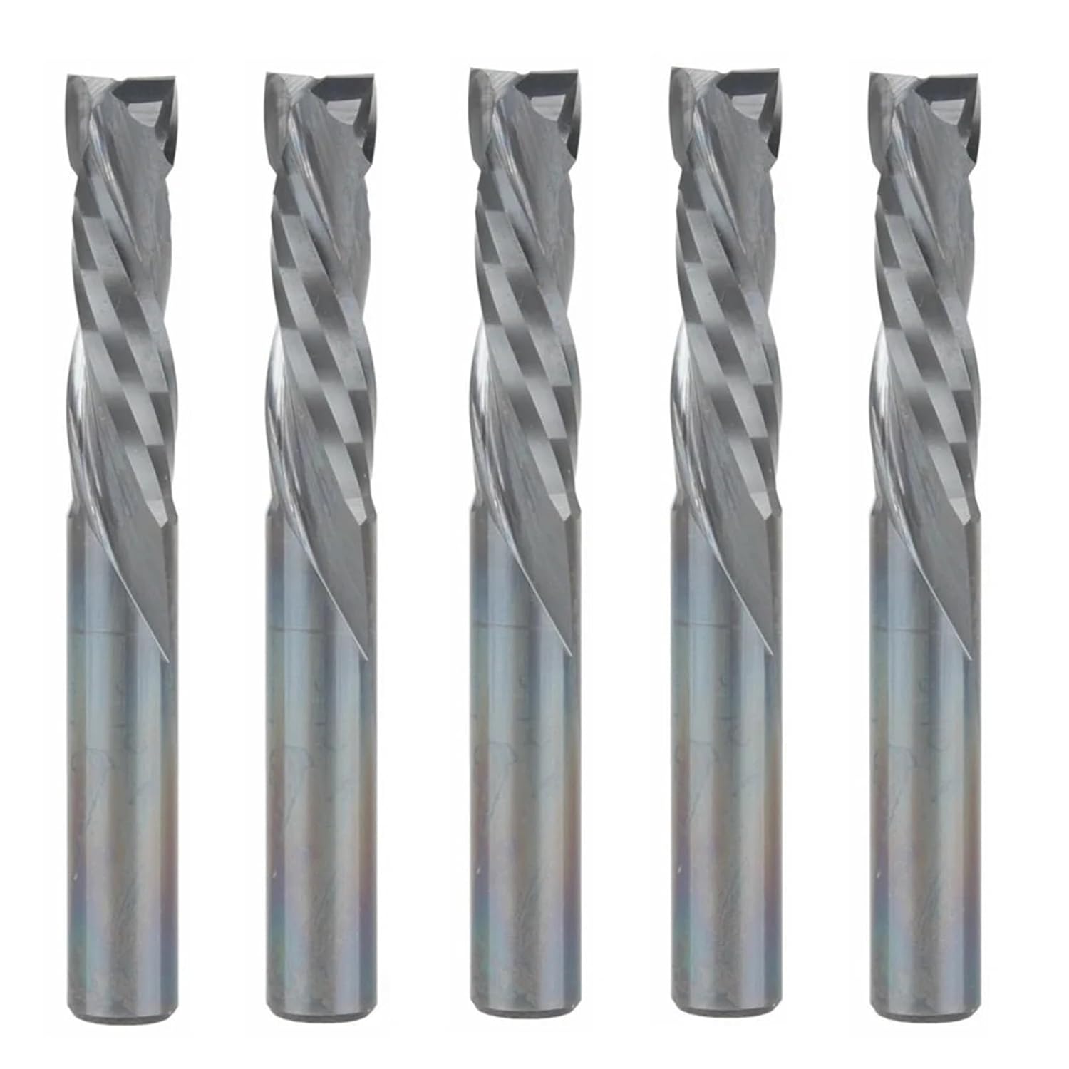 5pcs Up and Down Cut Compression Spiral Router Bit 3.175/4/5/6/8/10mm Shank Two Flutes CNC End Mill Wood Tungsten Milling Cutter Tool(5Pcs 3.175x15x38L)