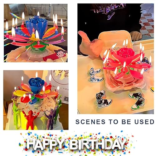 Fiefrotd Curfair Lotus Candle Led Festive Electric Lotus Candles Visual Effect Solid Paraffin Unique Creative Multicolor (Double Layer, 1Pcs) #TOP5