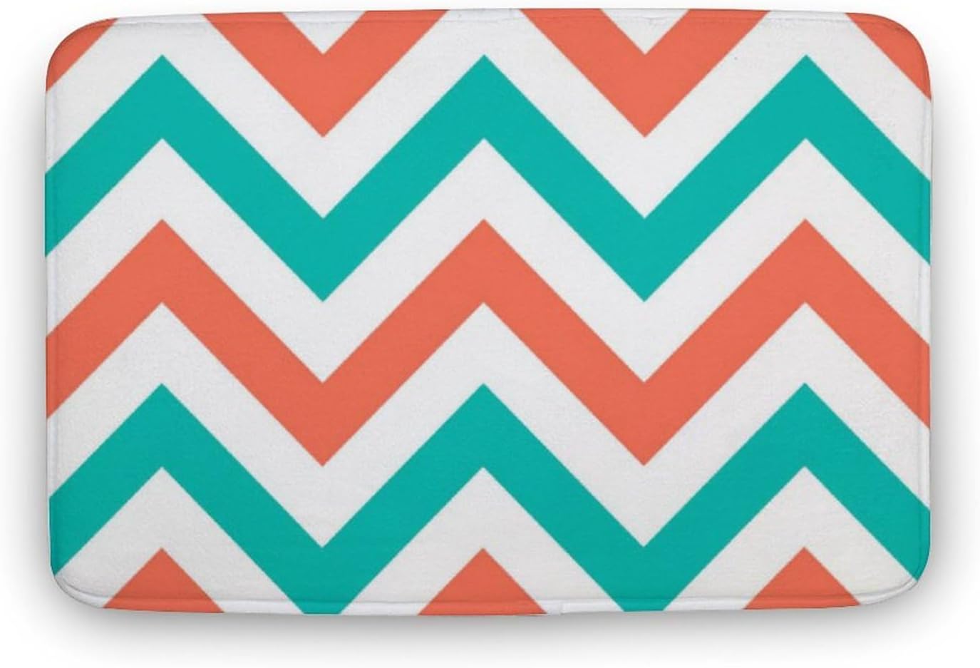 Coral, Teal, White Large Chevron Zigzag Pattern Bathroom