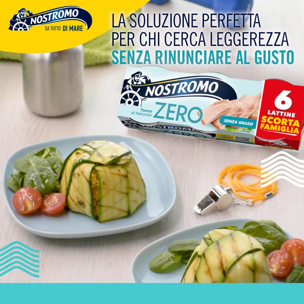 Nostromo Tonno al Naturale 65g – Confezione Scorta 60 Lattine (10 x 6) – Zero Grassi, Sgocciolato e Pronto da Gustare – Tonno in Scatola Formato Convenienza