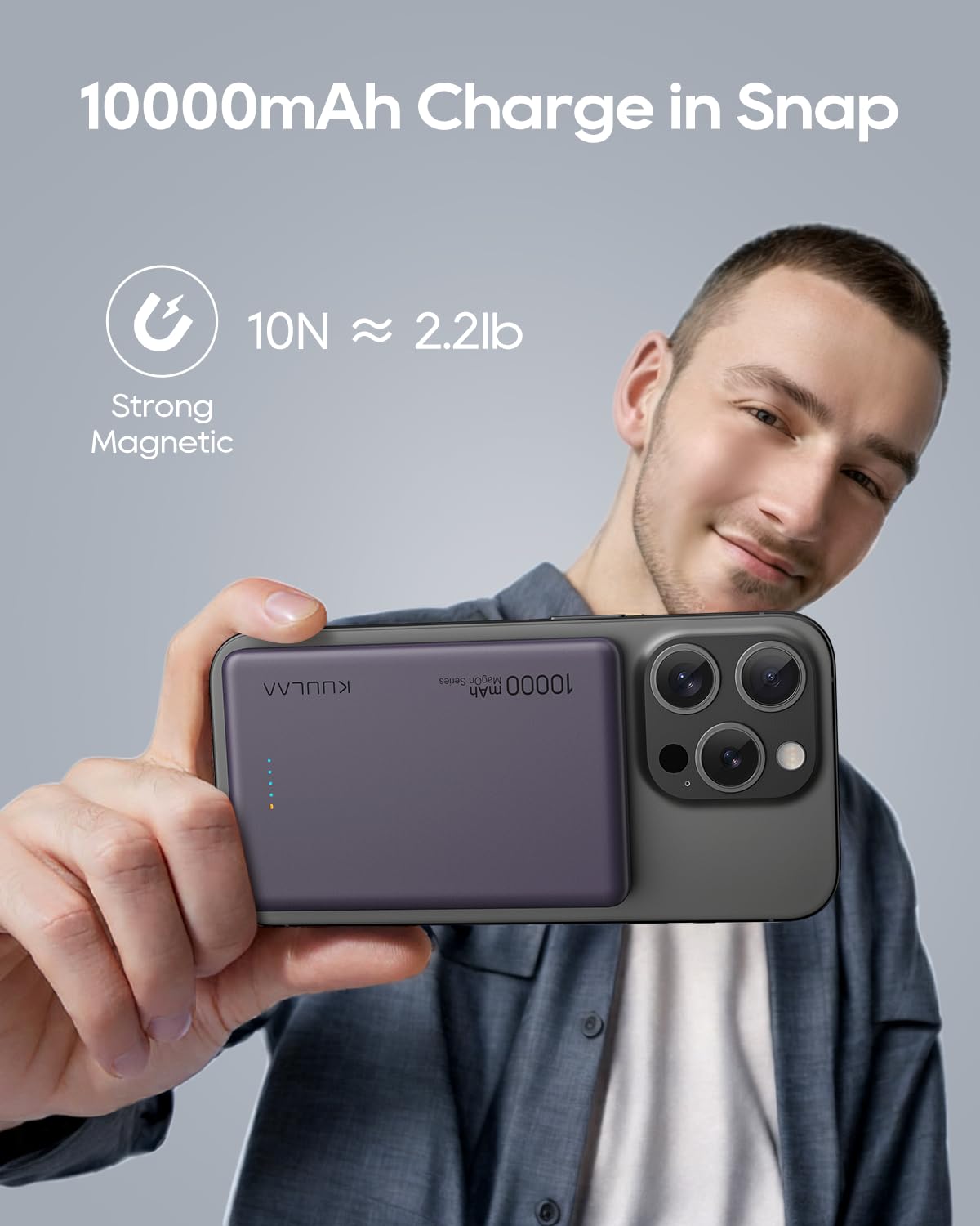 Kuulaa Power Bank Mag-Safe 10000mAh, 20W Ultra Slim Caricatore Portatile Wireless Magnetico, Magnetico Powerbank Battery Pack Ricarica Rapida per iPhone 15 14 13 12 Pro Max Mini