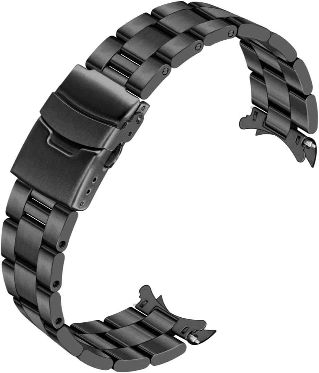 Stainless Steel Watch Band 20mm 22mm Screw-In Curved End Metal Watch Bands Strap for Men Women Deployment Double Buckle Watch Bracelet Silver Black