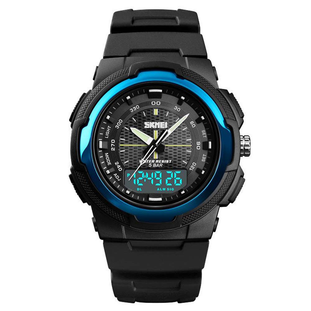MASTOP Orologio da uomo al quarzo doppio display antiurto e impermeabile orologi militari display a LED orologio sportivo all'aperto