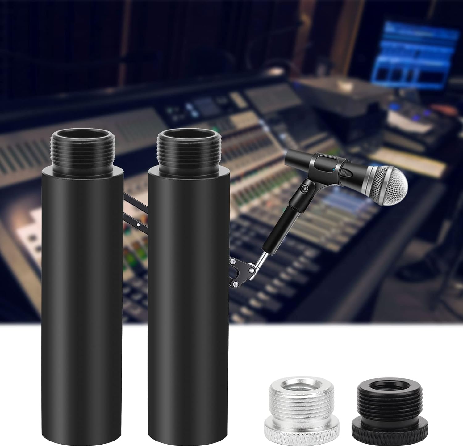 2+2 Pcs Mic Stand Extension Tube, Windspeed 5/8" Male to 5/