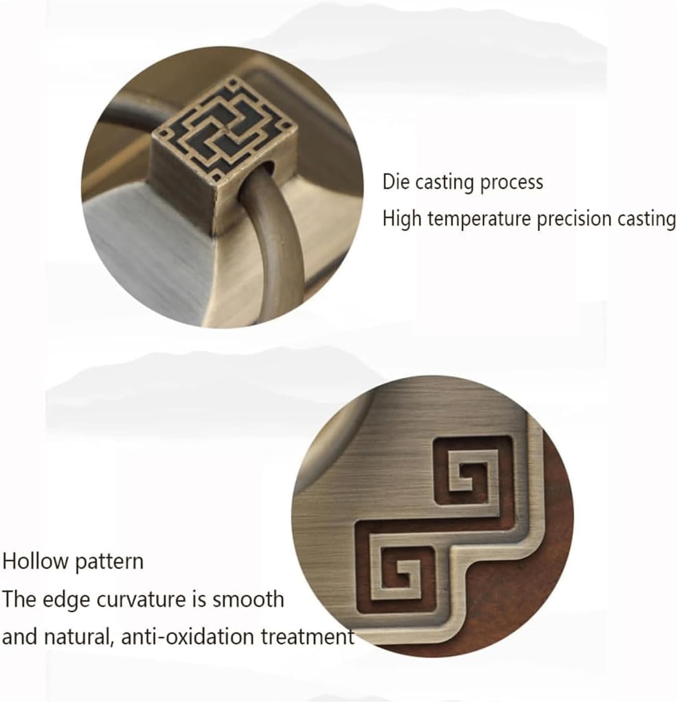 Square Door Knocker for Front Door Antique Distressing Brass Door Handle Home Décor Classical Door Ring Knocker(B)