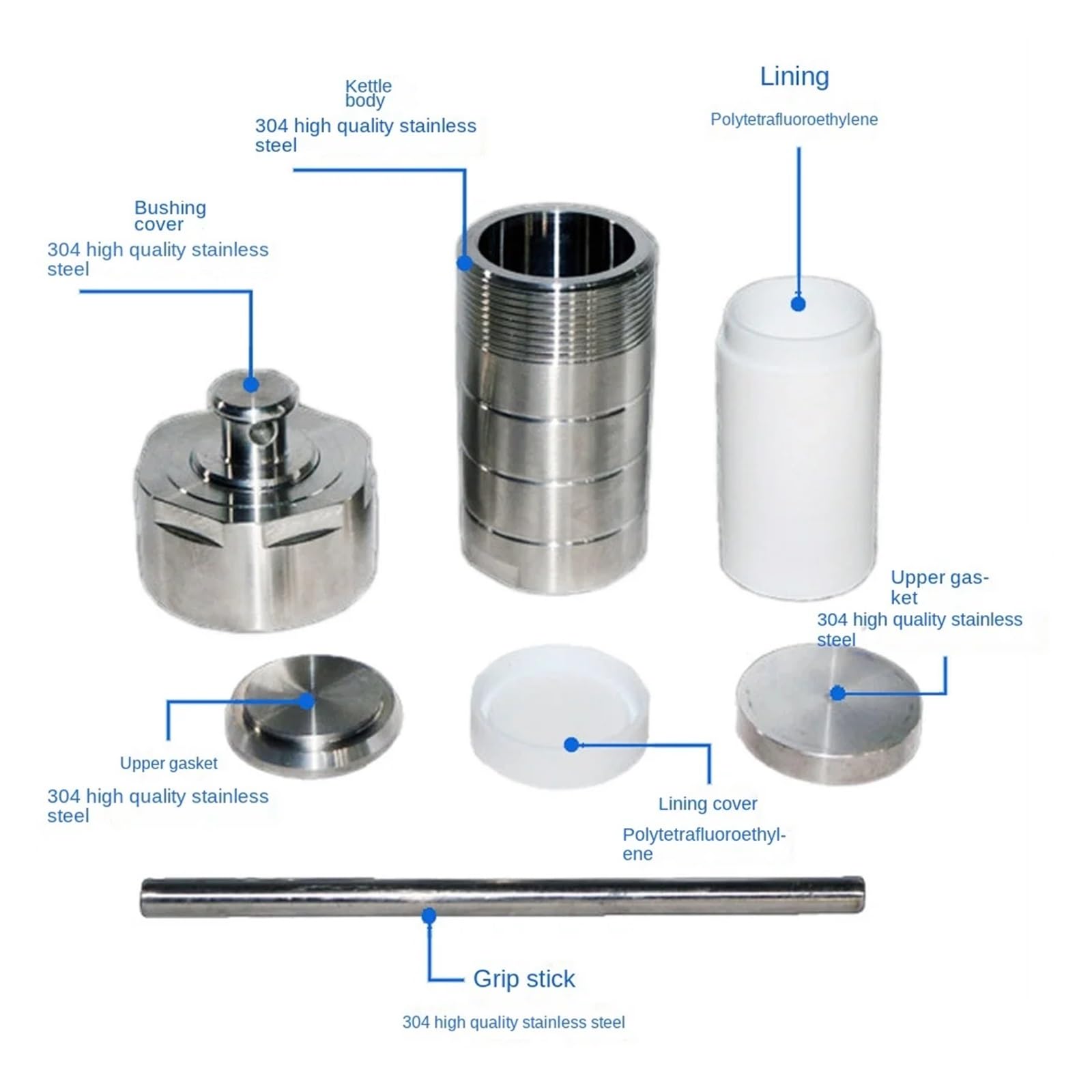 Autoclave, Reactor de síntesis hidrotermal, hervidor de reacción de Autoclave de laboratorio, 25, 50 ML, SS 304, cuerpo de Autoclave para proceso hidrotermal de laboratorio(50 mL)