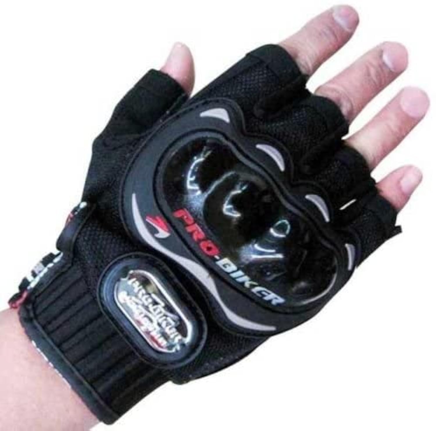 Pro Biker Half Cut Racing Gloves (Black, Large)