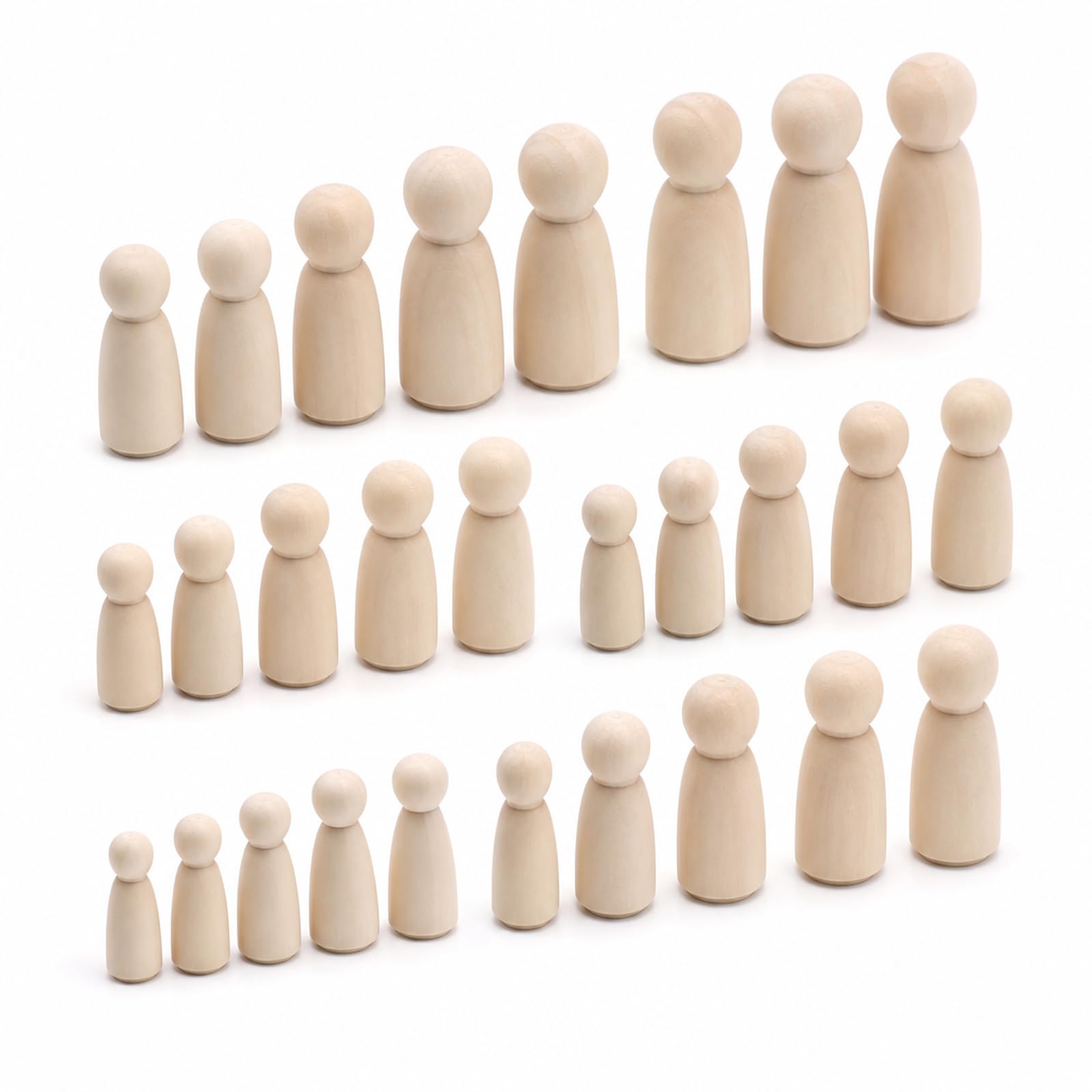 Buuraqq 32Pcs Wooden Peg Dolls, Peg Dolls, Wooden People Set