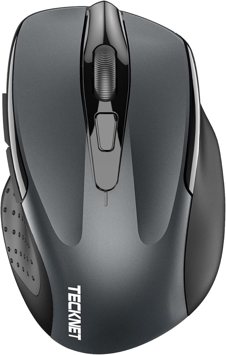 TECKNET Wireless Mouse (2.4G & BT5.0/3.0) Silent 4800 DPI Computer USB A & Bluetooth Mouse 6 Buttons, Wide Compatibility - Grey : Electronics