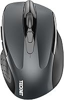 TECKNET Silent Wireless Mouse 4800 DPI Bluetooth 5.0/3.0 & 2.4G USB 6 Buttons Ergonomic Grey