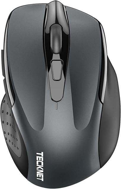 TECKNET Souris sans fil (2.4G & BT5.0/3.0 Silencieux 4800 DPI Ordinateur USB A & Souris Bluetooth 6 Boutons, large compatibilité - gris