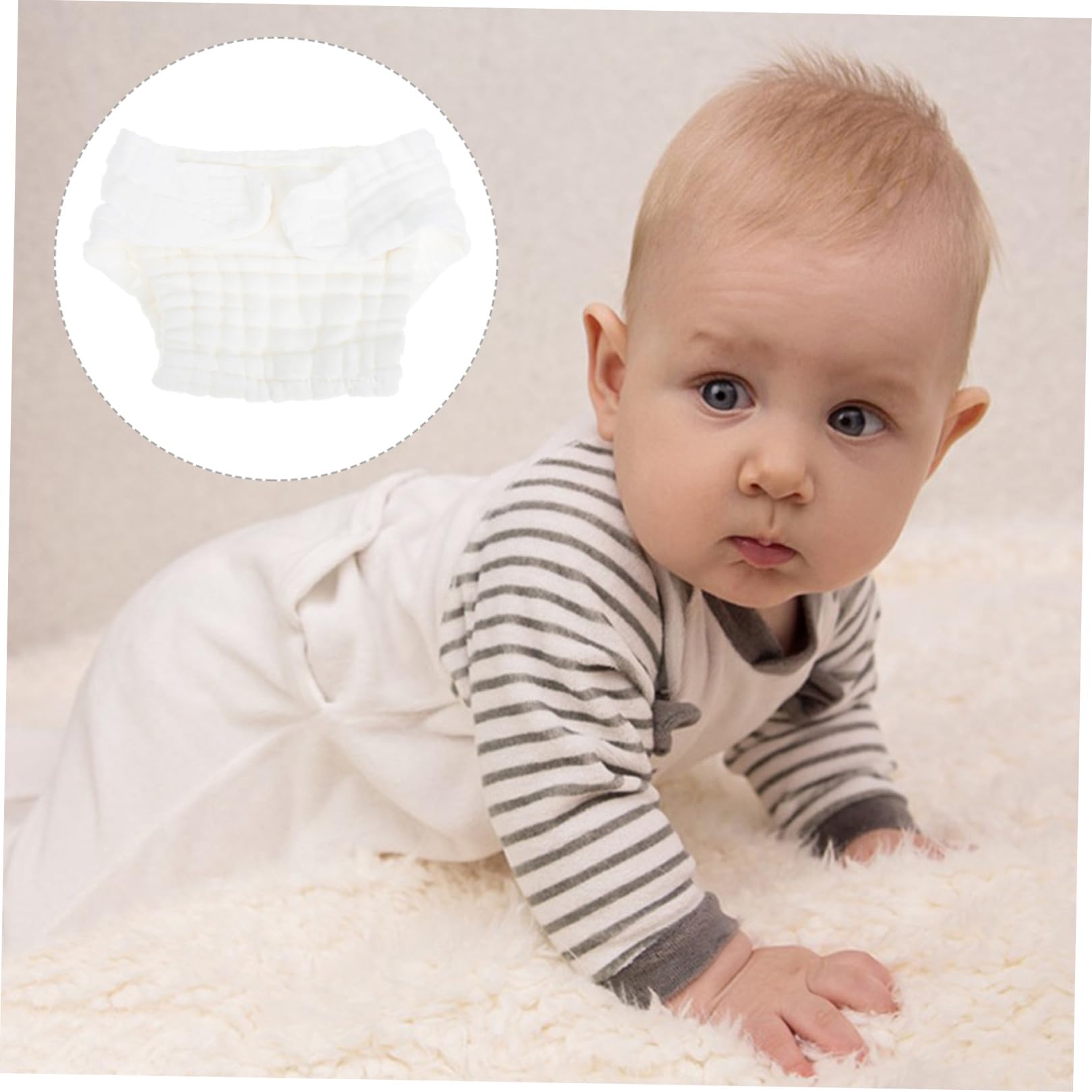 Beavorty Couches Lavables en Coton pour Bébé -né, 5 Pièces, Réutilisables et Respirantes, Nuit, Gardent Bébé Sec Confortablement