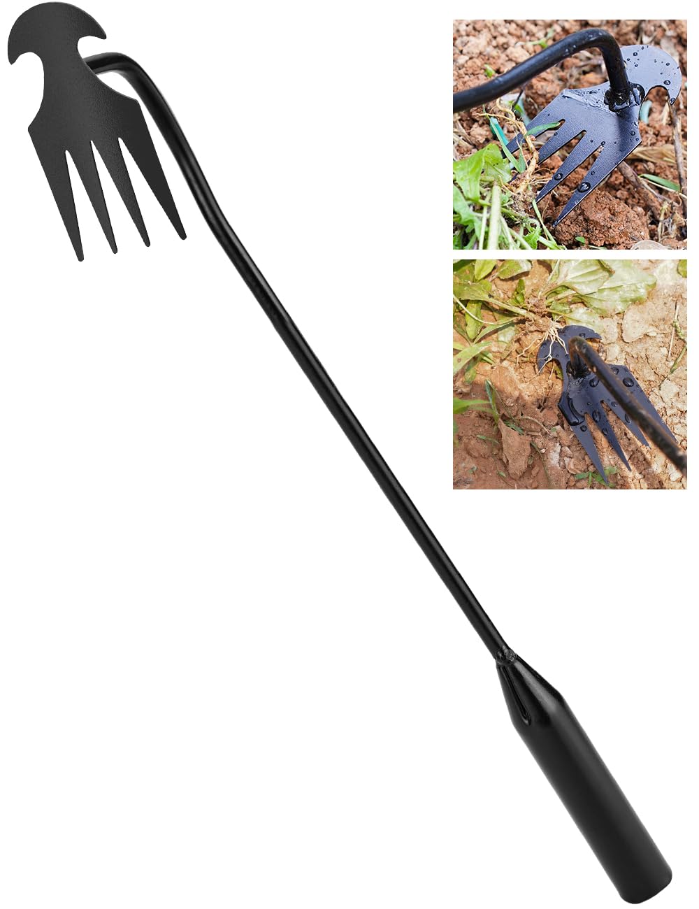 Photo 1 of wohohoho Artifact Uprooting Weeding Tool, 16 Inch Black Rust-proof Weed Pulling Tool, 4 Teeth Manganese Steel Forged Gardening Hand Weeder Tools for Vegetable, Planting, Farm, Gardening&Weeding