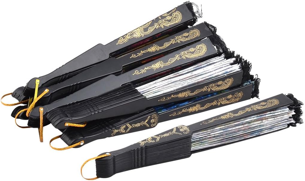 Plastic Frame Flower Pattern Wedding Party Handheld Folding Fan 10 Pcs Multicolor (id: 5f7 5d6 01c 51e c42