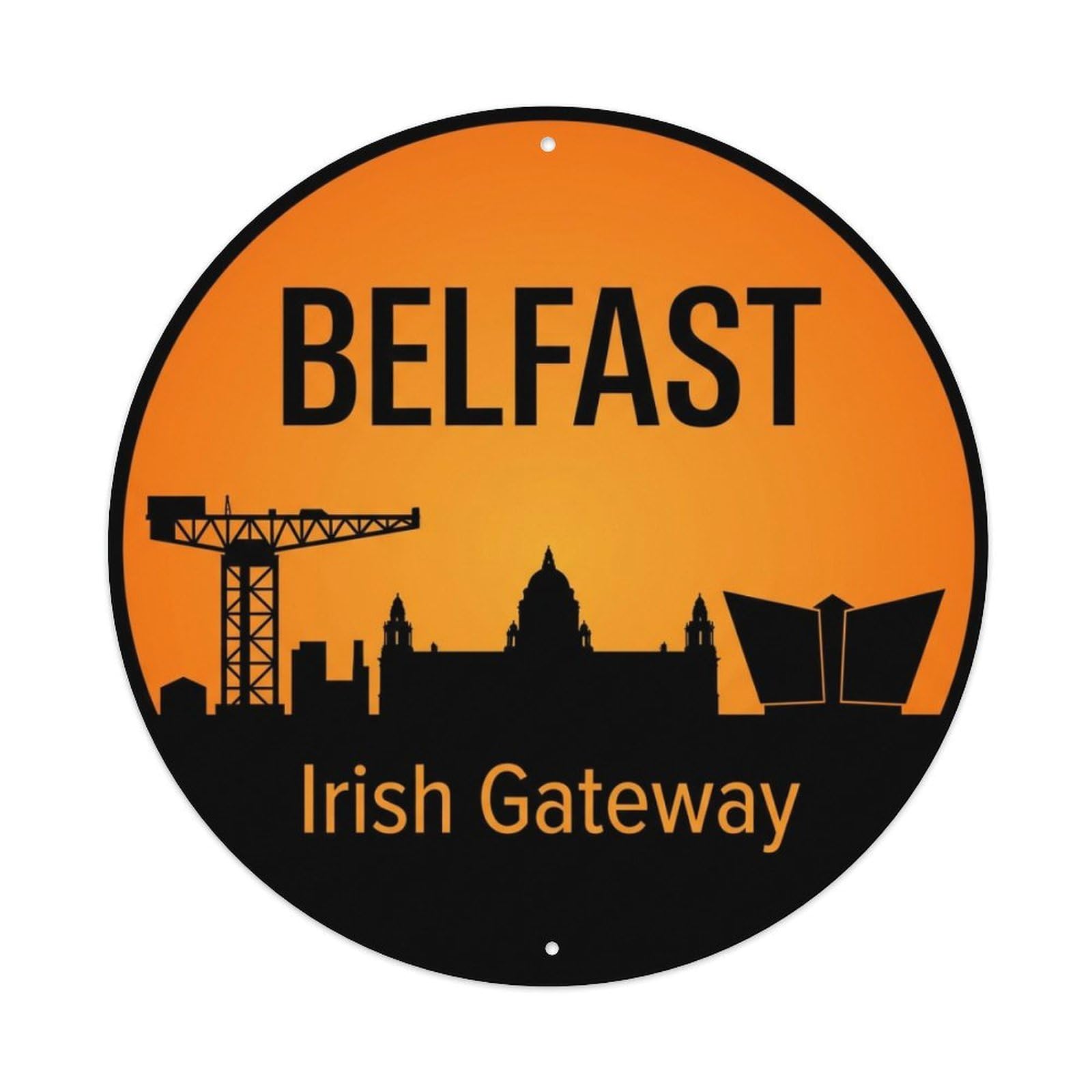 Fyrn Style Metal Tin Sign Vintage Travel Belfast Ireland Skyline