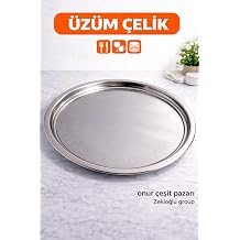 elik Tepsi No 7  elik Sini Yemek Tepsisi Paslanmaz Tepsi Yuvarlak