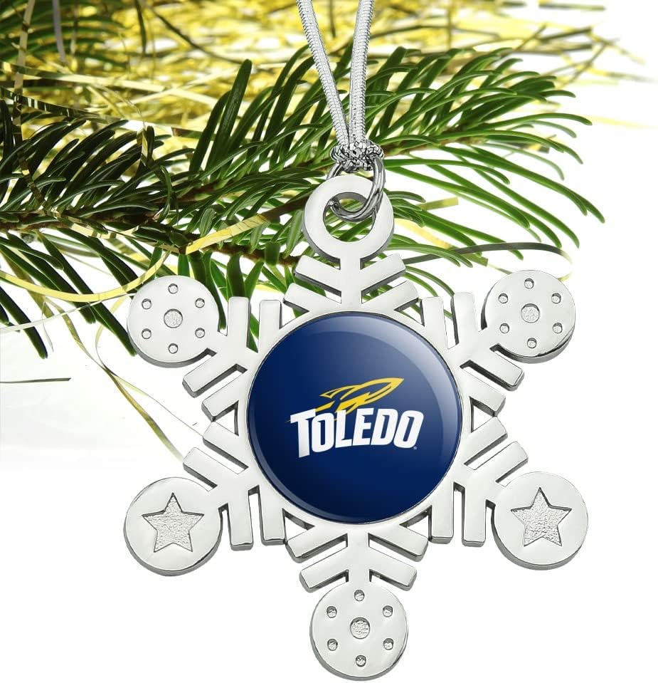GRAPHICS & MORE University of Toledo Rockets Logo Metal Snowflake Christmas Tree Holiday Ornament - Image 2