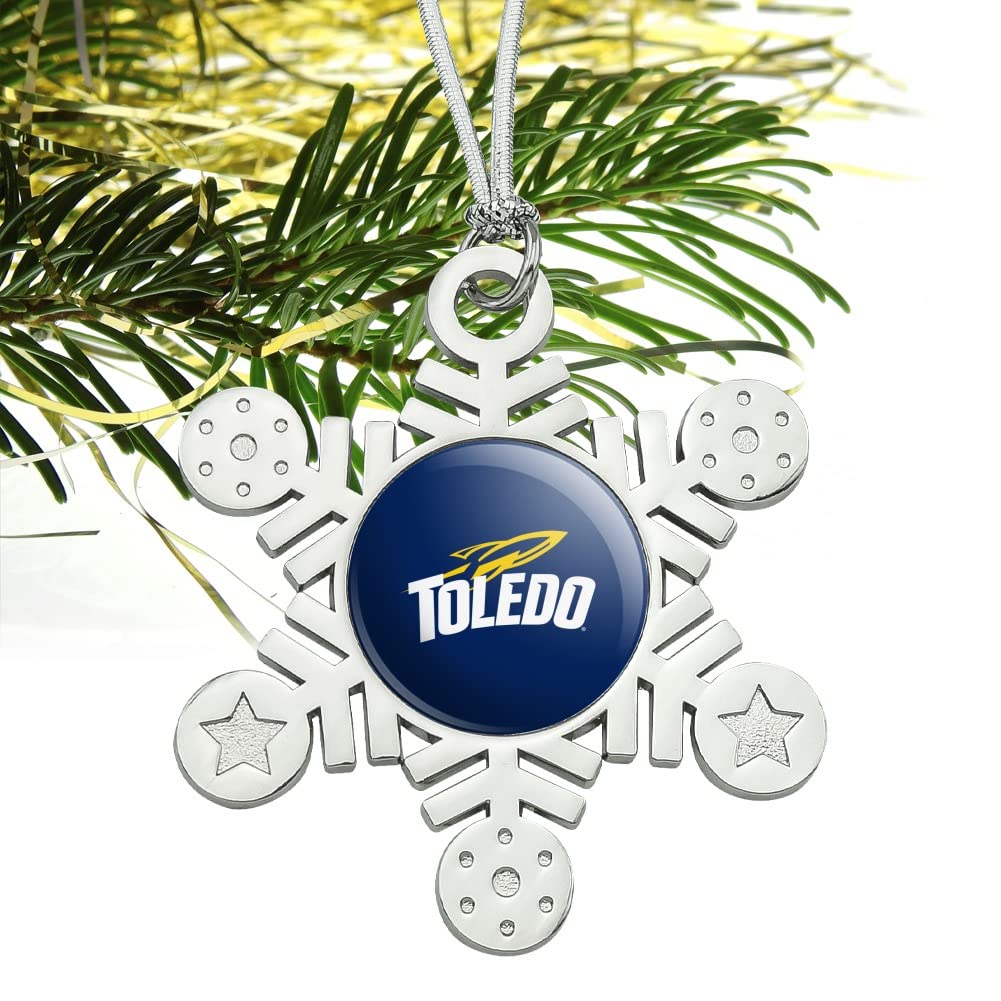 GRAPHICS & MORE University of Toledo Rockets Logo Metal Snowflake Christmas Tree Holiday Ornament
