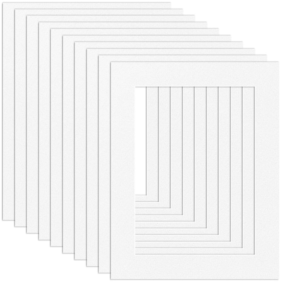 Procut Global 9x7" White Picture Mounts Board to Fit 5x7" Aperture Size - Photo Mount Card Ideal for Prints, Artwork, Crafts & Certificates - Sizes & Colors Available - Pack of 10 โ image 1