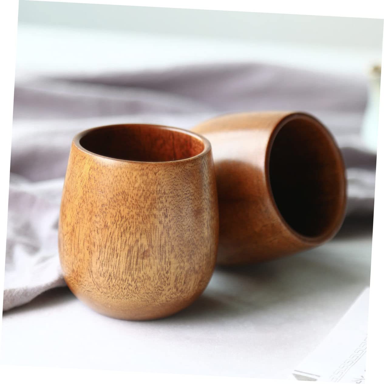 4 Stück Teiliges Multipurpose Holz tee Kaffeebecher Hitzebeständig Robust und Vielseitig für Zuhause Büro und Restaurant Natürliche Maserung Große Füllmenge Komfortabler Griff