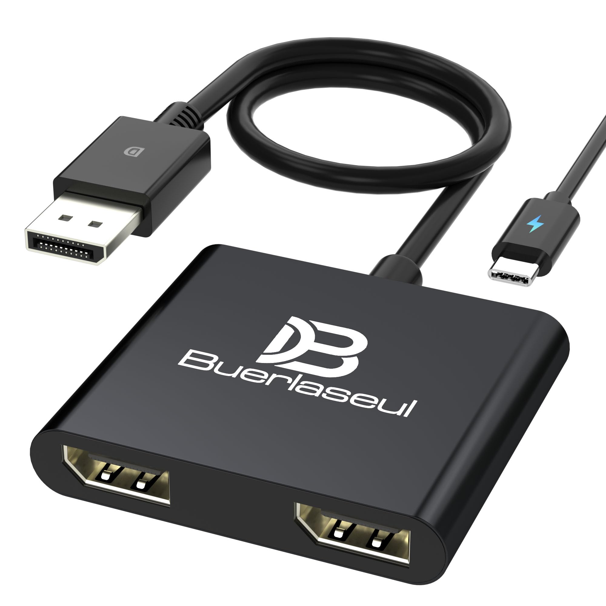 Photo 1 of DisplayPort to Dual DisplayPort Splitter 4K@120Hz, USB-C Powered, Display Port 1.4 MST Hub for Dual Monitors Extended/Clone Mode for Desktop PC Graphics Card Home Office Gaming Stock Screen