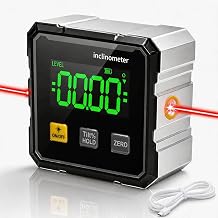 Digital Angle Finder Magnetic with 4-Side Base & Dual LaserClass II,lt;1mW