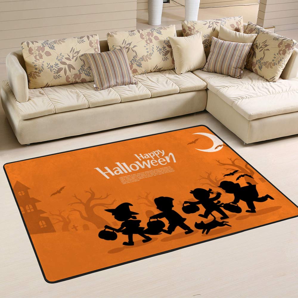 Tapis de chambre enfant Halloween Ruchen orange grand format 160x120