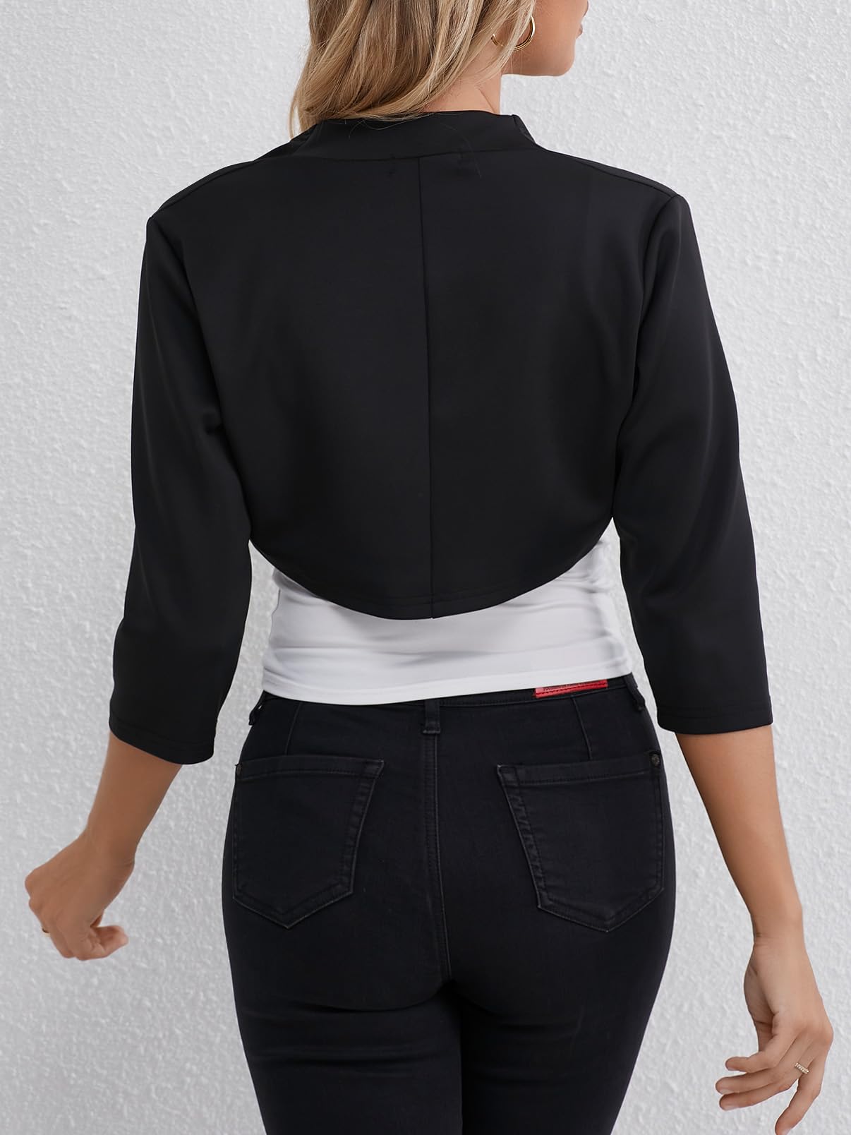 fuinloth Coprispalle Donna Elegante Manica 3/4 Bolero Cerimonia Sposa Bolerino Giacca Corta Estivo Primaverile Matrimonio Coprispalla
