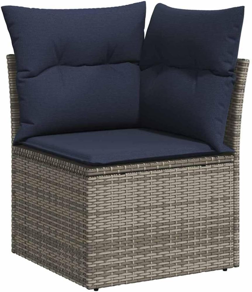 Outdoor Loveseat Grey, 24.41x24.41x27.17 in All-Weather Rattan Patio Couch with Cushions, Steel Frame Modern Balcony/Deck Seating for Garden & Terrace
