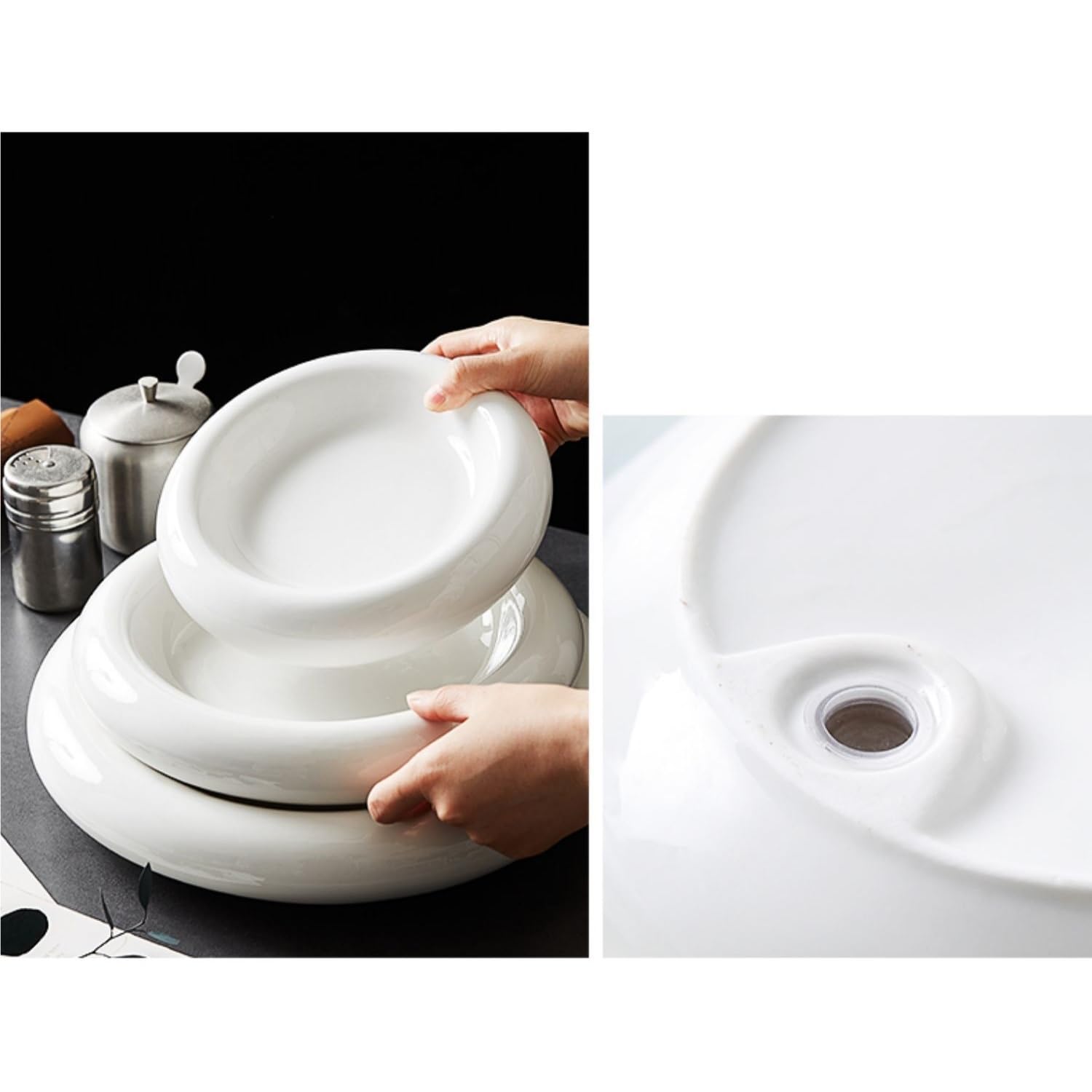 Piatti Cena Piatto da cena Piatto da cena in ceramica for uso domestico Stile cinese Bianco Piatto freddo creativo Piatto da tavola for ristorante dell'hotel Forniture Per Feste(M)