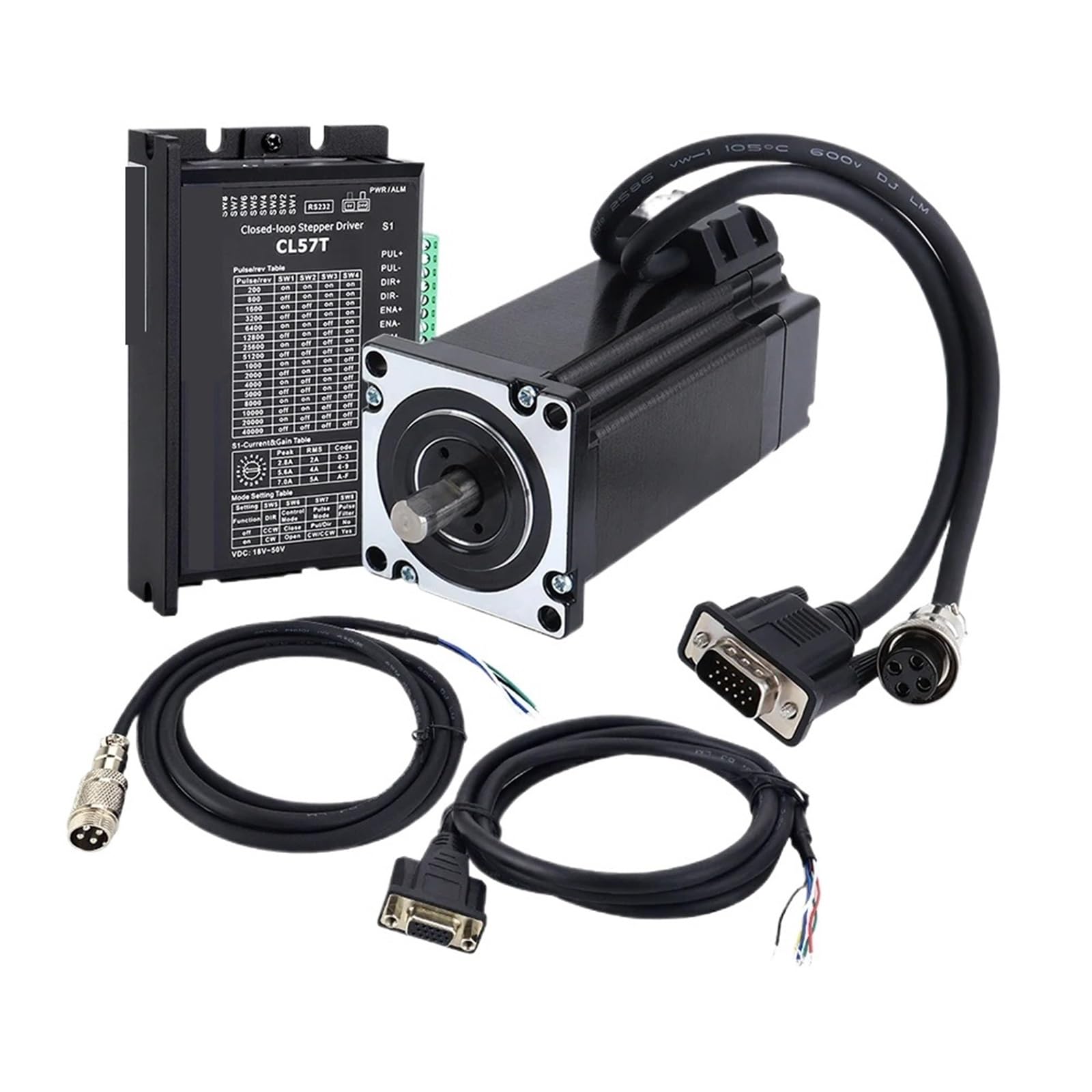 MUYTQAERG Stepper Motor Nema 24 4Nm Closed Loop Kits 2 Phase Nema24 Servo 5A + Driver ＆ 2pcs Extension Cables