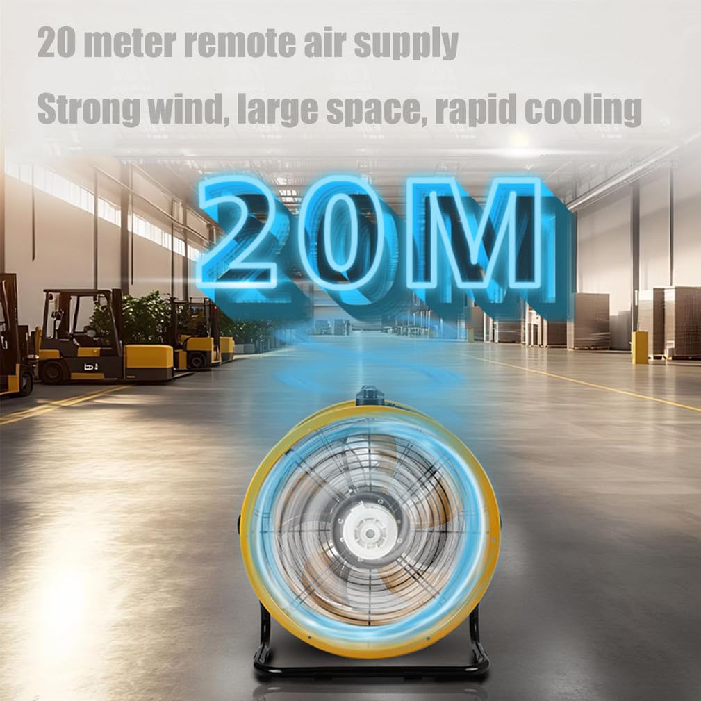 Ventilador de alta velocidad, extractor industrial de 12 pulgadas, velocidad ajustable, bajo ruido, circulación de aire de 220 V con suministro de aire remoto de 20 metros para techo