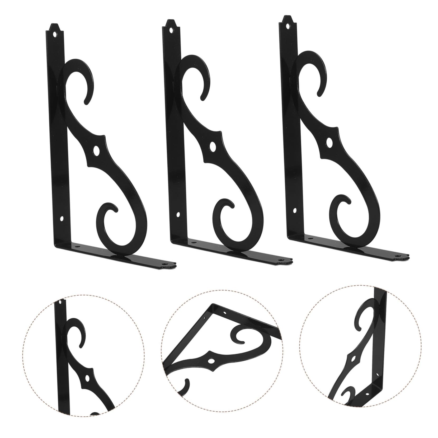 Negro Soportes Instalación de Hierro de Estantes, 6 Pared Ángulo, 90°, Fácil Resistentes Óxido, Ideales para Estanterías de Cocina