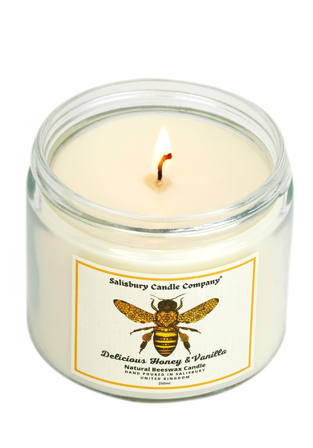 Bougie Parfumée Miel-vanille En Cire De Soja - 250 Ml, 40h De Combustion - Coulée à La Main Au Royaume-Uni - Pour Relaxation Et Ambiance Chaleureuse