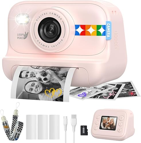 Cámara de impresión instantánea para niños, regalos de cumpleaños para niñas y niños de 3 a 12 años, cámara de video 1080P para niños, ideas de