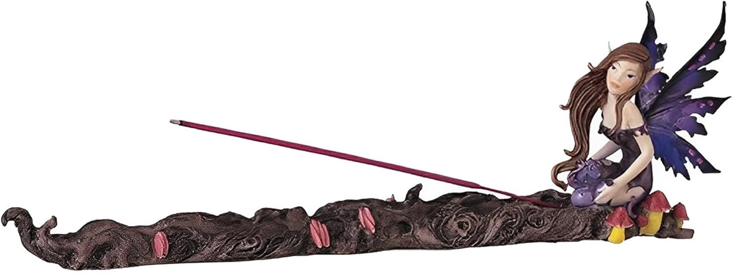 ICE ARMOR 13" W Purple Fairy with Clear Wings Incense Burner Sticks Holder Statue Sculpture Ornament Decoration Home/Room Decor Ideas